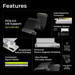 PCIe 5.0 x16 Riser Cable 200 mm – Vertikalus vaizdo plokštės laikiklio kabelis