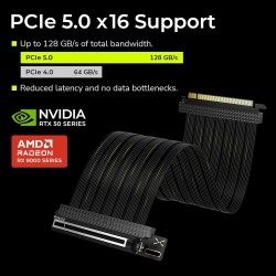 PCIe 5.0 x16 Riser Cable 200 mm – Vertikalus vaizdo plokštės laikiklio kabelis